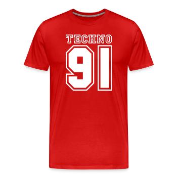 TECHNO 91 - T-shirt bio Premium Homme - rouge - Devant - Damien (186cm)