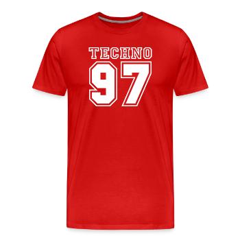 TECHNO 97 - T-shirt bio Premium Homme - rouge - Devant - Damien (186cm)