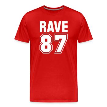 RAVE 87 - Männer Premium Bio T-Shirt - Rot - Vorne - Damien (186cm)