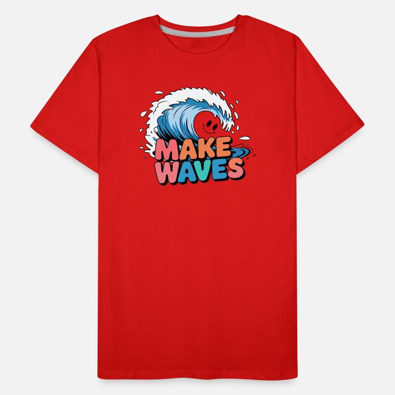 Lebendige Surfwelle mit Make Waves-Text Männer Premium Bio T-Shirt