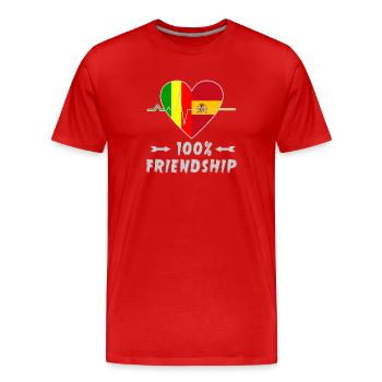 Mali und Spanien 100% Freundschaft - Männer Premium Bio T-Shirt - Rot - Vorne - Damien (186cm)