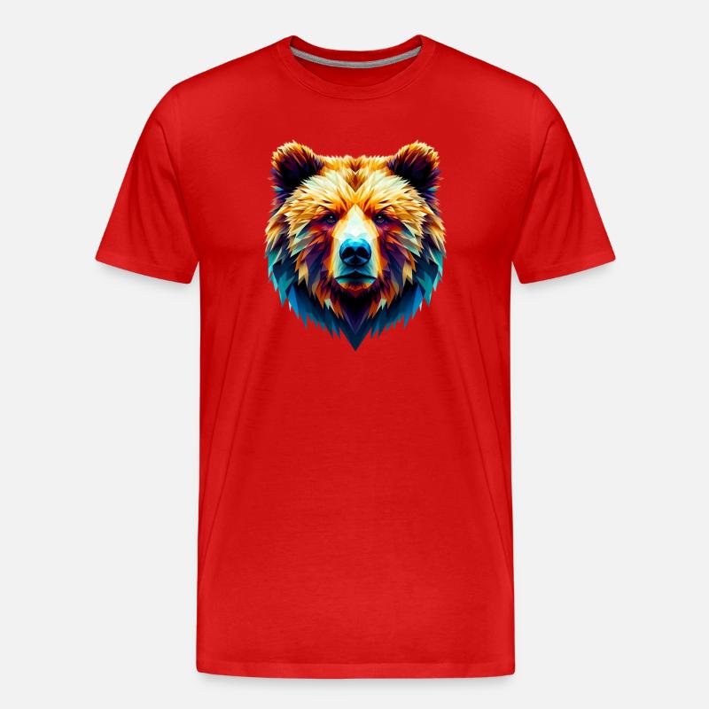 Polygonaler Bär - Männer Premium Bio T-Shirt - Rot