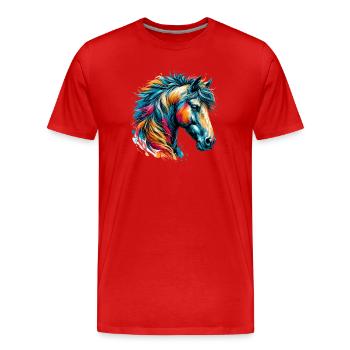 Cheval - T-shirt bio Premium Homme - rouge - Devant - Damien (186cm)