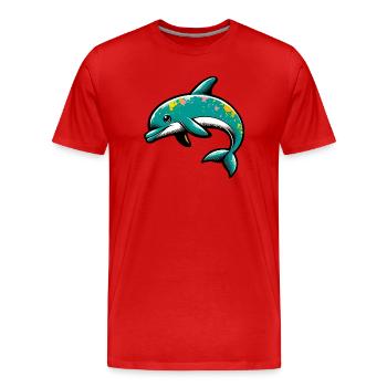 Delfin - Männer Premium Bio T-Shirt - Rot - Vorne - Damien (186cm)
