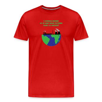 Planet Erde - Männer Premium Bio T-Shirt - Rot - Vorne - Damien (186cm)