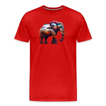 Éléphant - T-shirt bio Premium Homme - rouge - Devant - Damien (186cm)