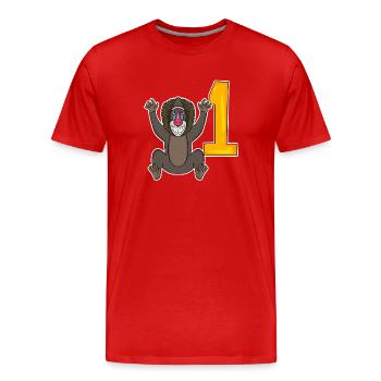 Zahl 1 Nummer Eins - Affe Motiv - Männer Premium Bio T-Shirt - Rot - Vorne - Damien (186cm)