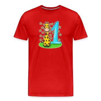 Number 1 Number One - Giraffe Motif - Men's Premium Organic T-Shirt - red - Front - Damien (186cm)