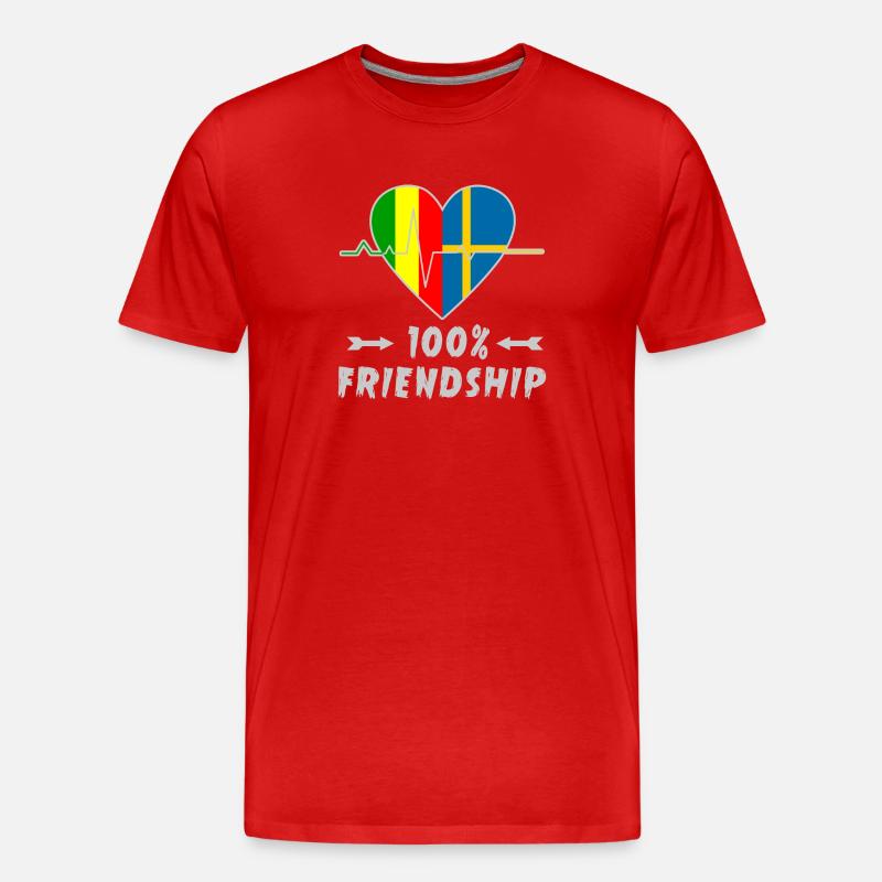 Mali und Schweden 100% Freundschaft - Männer Premium Bio T-Shirt - Rot
