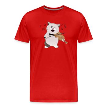 süße mollige Katze, die Geige spielt - Männer Premium Bio T-Shirt - Rot - Vorne - Damien (186cm)