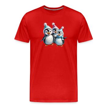 Three adorable penguins - Men's Premium Organic T-Shirt - red - Front - Damien (186cm)