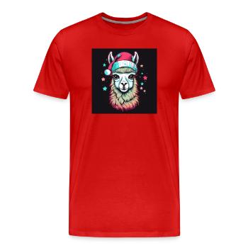 X-Mas Alpaca - Men's Premium Organic T-Shirt - red - Front - Damien (186cm)