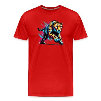 Guépard - T-shirt bio Premium Homme - rouge - Devant - Damien (186cm)