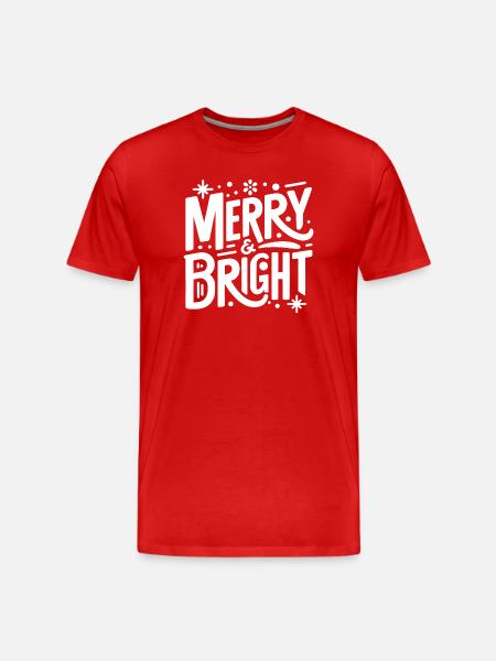 Merry & Bright Hand Lettering - Men's Premium Organic T-Shirt - red