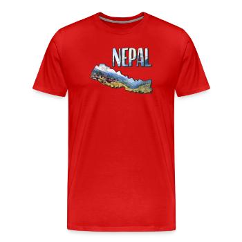 Carte à l’aquarelle Népal - T-shirt bio Premium Homme - rouge - Devant - Damien (186cm)