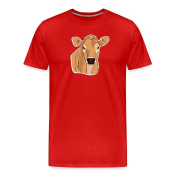 Vache Vaches - T-shirt bio Premium Homme - rouge - Devant - Damien (186cm)