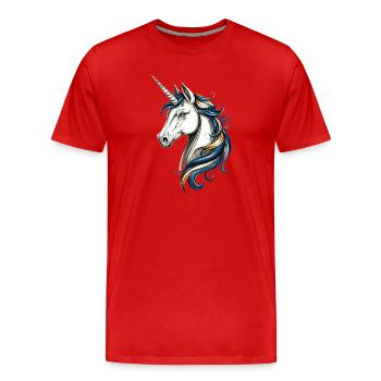 Einhorn Reiterin Ponyhof Pferde Reiten Einhörner - Männer Premium Bio T-Shirt - Rot - Vorne - Damien (186cm)