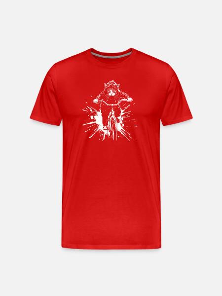 Radfahrende Katze - Männer Premium Bio T-Shirt - Rot