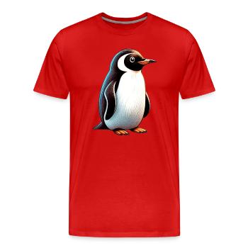 Penguin - Men's Premium Organic T-Shirt - red - Front - Damien (186cm)