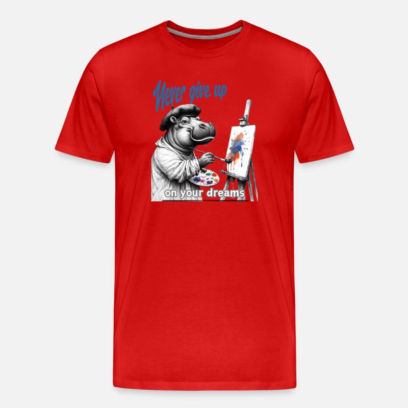 Gib niemals auf Painter Hippo - Männer Premium Bio T-Shirt - Rot
