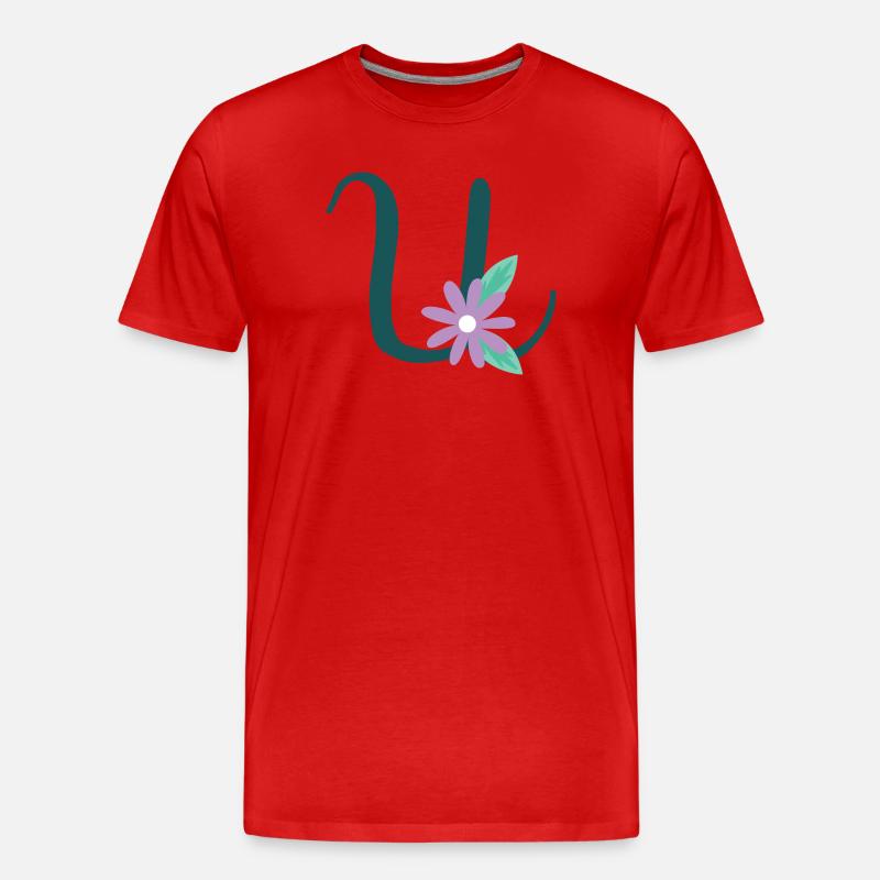 Eleganter Buchstabe 'U' mit Blumen - Männer Premium Bio T-Shirt - Rot