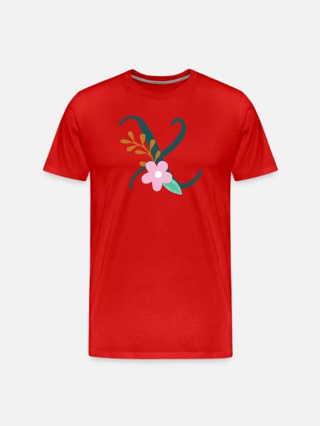 Elegant letter 'X' with flowers - Men's Premium Organic T-Shirt - red