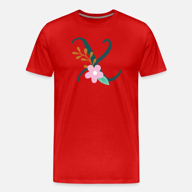 Eleganter Buchstabe 'X' mit Blumen - Männer Premium Bio T-Shirt - Rot