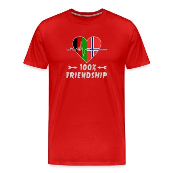 Afghanistan und Norwegen 100% Freundschaft - Männer Premium Bio T-Shirt - Rot - Vorne - Damien (186cm)