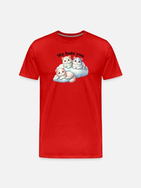 Three fluffy kittens "We hate you" - Men's Premium Organic T-Shirt - red