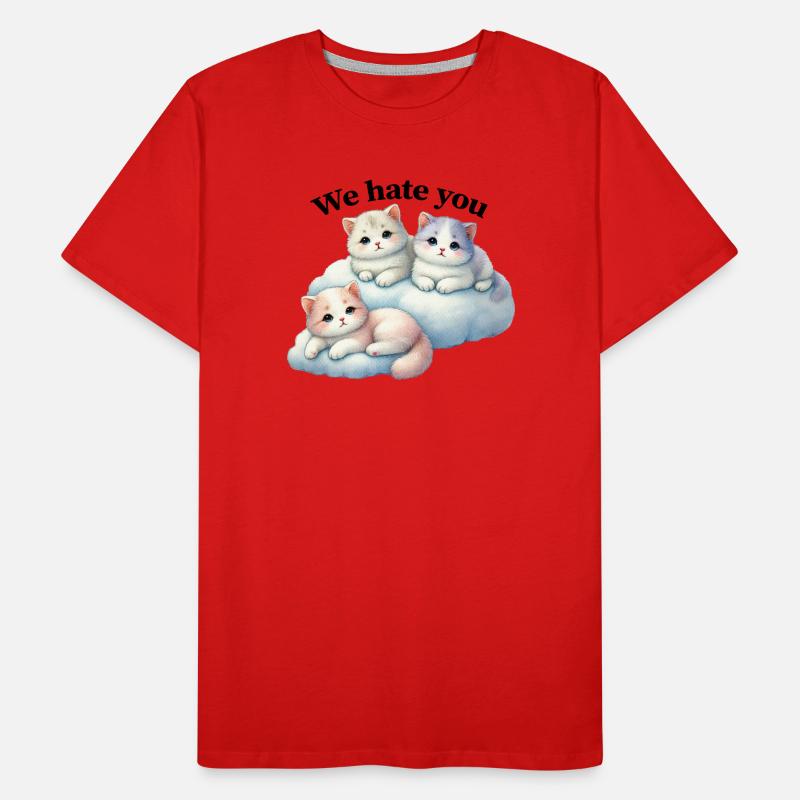 Three fluffy kittens "We hate you" Men's Premium Organic T-Shirt