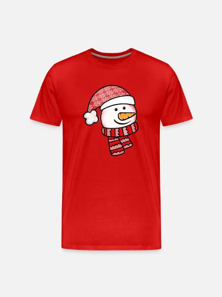 Cute And Chilly Little Snowman - Men's Premium Organic T-Shirt - red