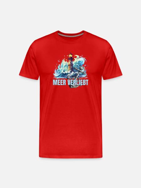 Meer verliebt - Männer Premium Bio T-Shirt - Rot