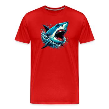 Hai - Männer Premium Bio T-Shirt - Rot - Vorne - Damien (186cm)