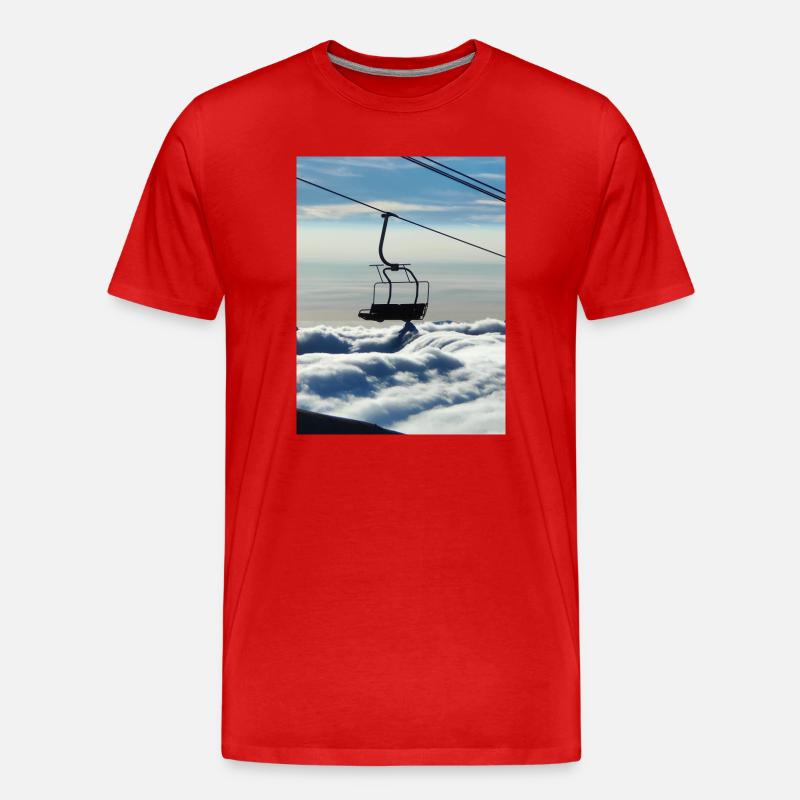 Mer de nuage et télésiège - T-shirt bio Premium Homme - rouge