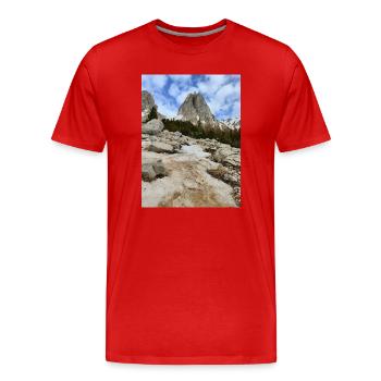 Snow-capped mountains - Men's Premium Organic T-Shirt - red - Front - Damien (186cm)