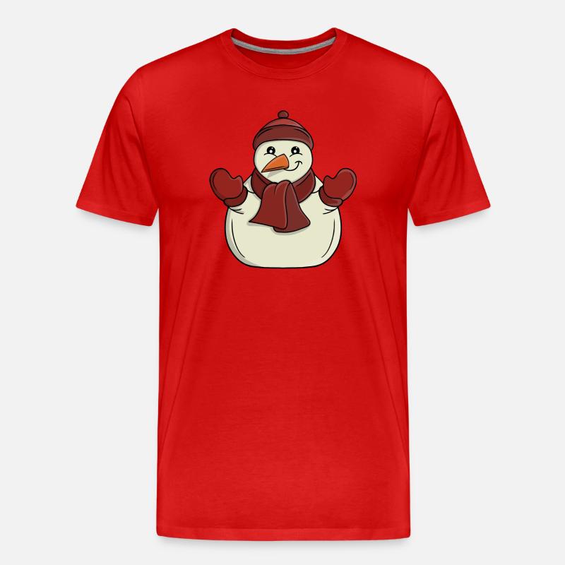 Niedlicher Schneemann Wintersaison - Männer Premium Bio T-Shirt - Rot
