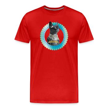 Theodosia Katzenstatue Ra - Männer Premium Bio T-Shirt - Rot - Vorne - Damien (186cm)