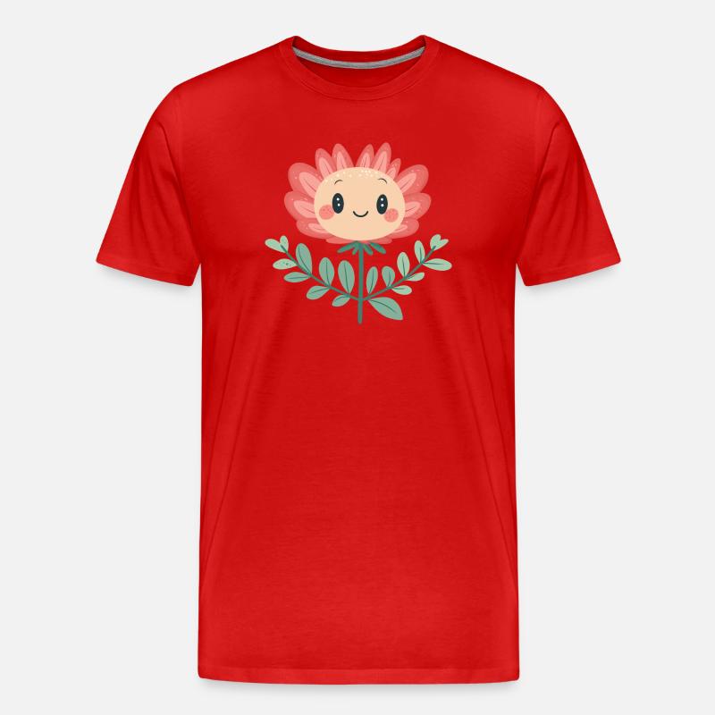 Fröhliche Blume - Männer Premium Bio T-Shirt - Rot