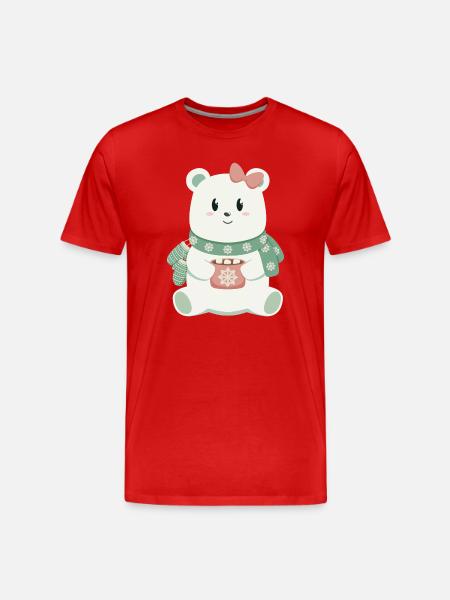 Polar bear with bow - Men's Premium Organic T-Shirt - red