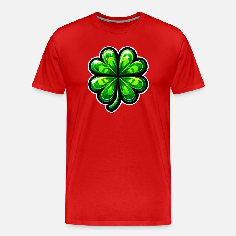 Vierblättriges Kleeblatt - Männer Premium Bio T-Shirt - Rot