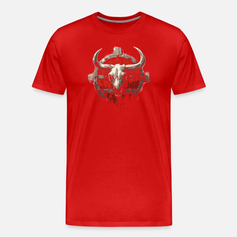 Bison-Schädel - Männer Premium Bio T-Shirt - Rot
