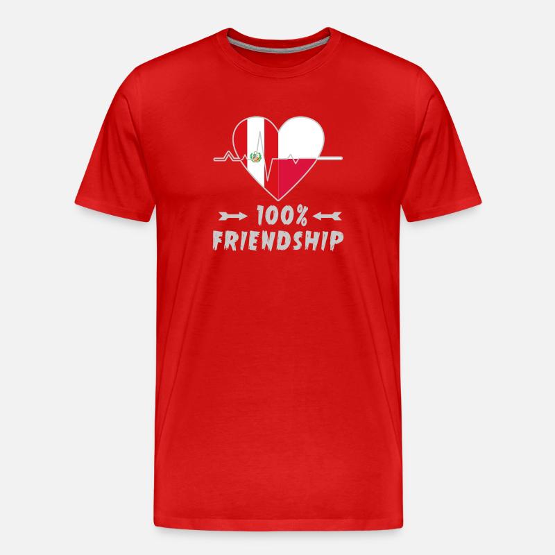 Peru und Polen 100% Freundschaft - Männer Premium Bio T-Shirt - Rot