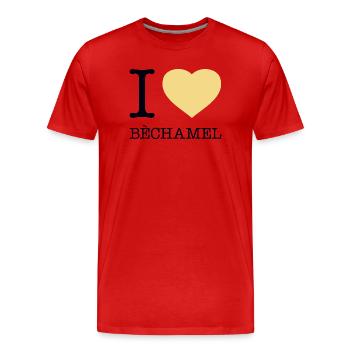 J’ADORE LA BÉCHAMEL - T-shirt bio Premium Homme - rouge - Devant - Damien (186cm)