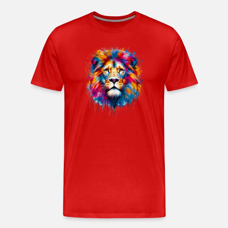 Löwe - Männer Premium Bio T-Shirt - Rot