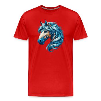 Pferd - Männer Premium Bio T-Shirt - Rot - Vorne - Damien (186cm)