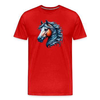 Pferd - Männer Premium Bio T-Shirt - Rot - Vorne - Damien (186cm)
