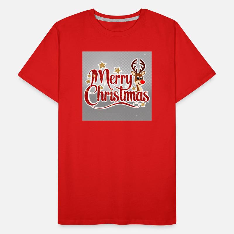 Merry Christmas Reindeer Glitter Script Men's Premium Organic T-Shirt