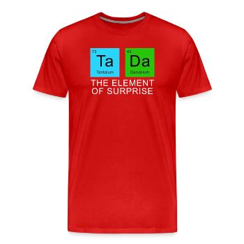 The Element Of Surprise - Men's Premium Organic T-Shirt - red - Front - Damien (186cm)