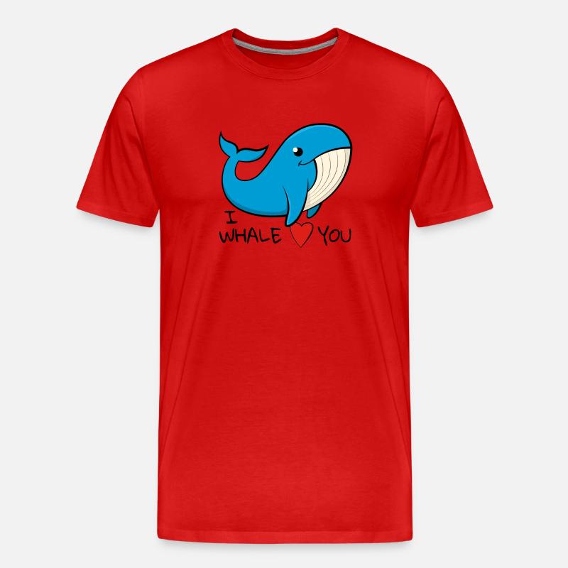 « Je t’aime » Baleine bleue joyeuse - T-shirt bio Premium Homme - rouge