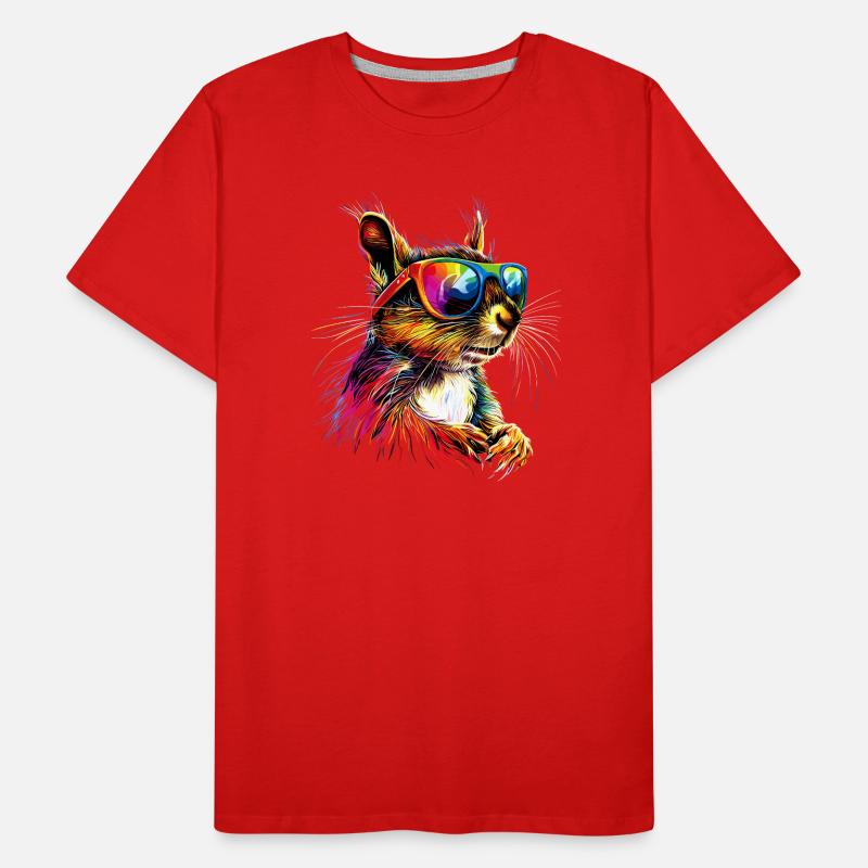 Eichhörnchen Kopfhörer Bunt Popart DJ Eichhörnchen Männer Premium Bio T-Shirt